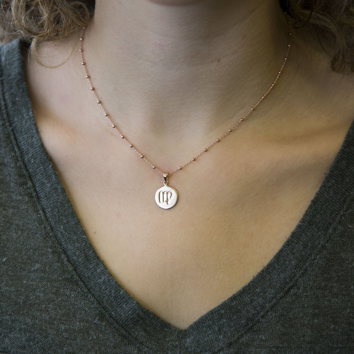 Rose Gold Plated Sterling Silver Virgo Star Sign Necklace