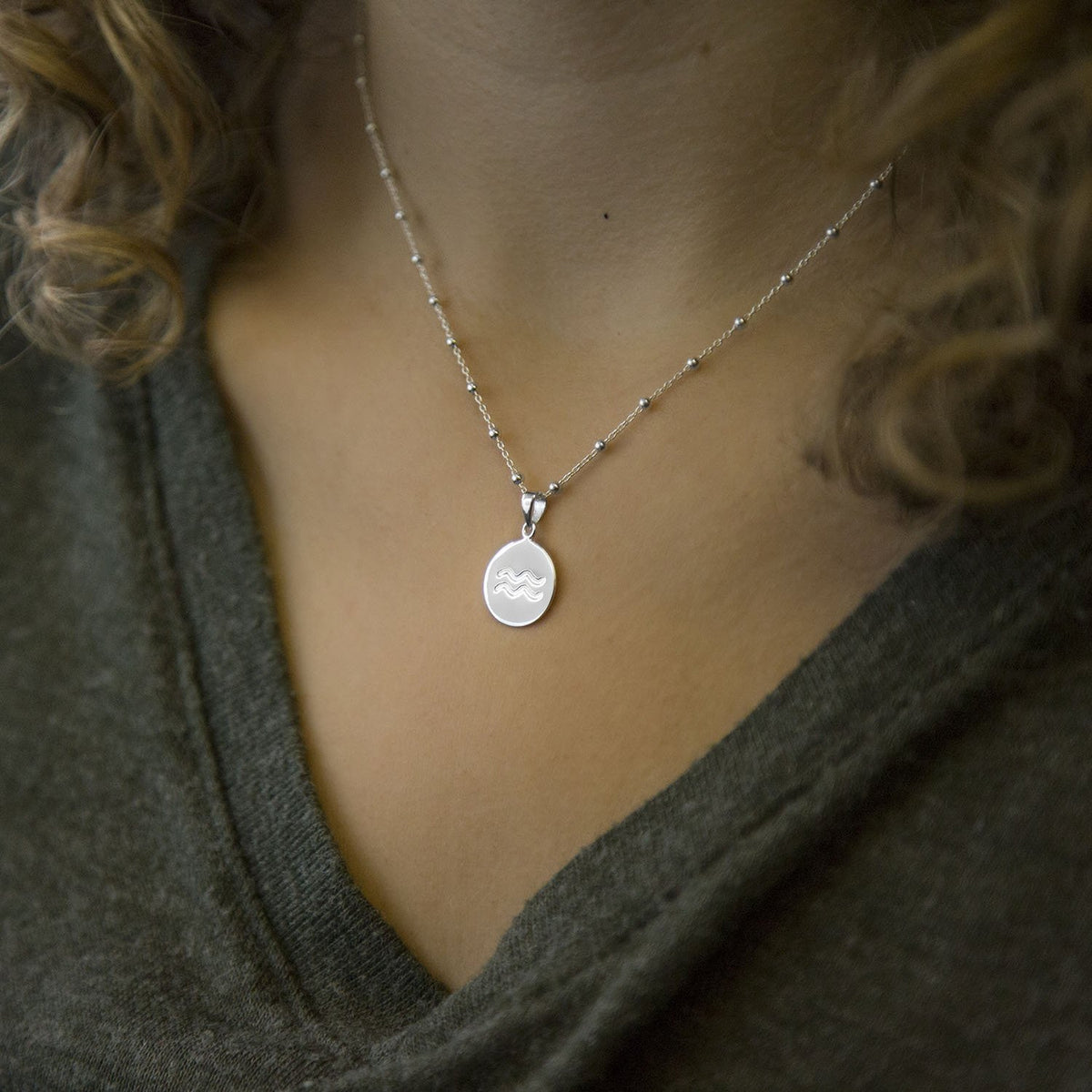 Sterling Silver Aquarius Star Sign Necklace