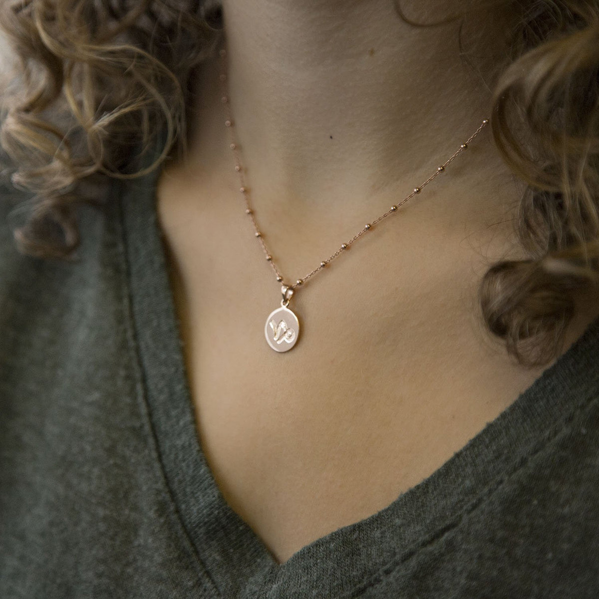 Rose Gold Sterling Silver Plated Capricorn Star Sign Necklace
