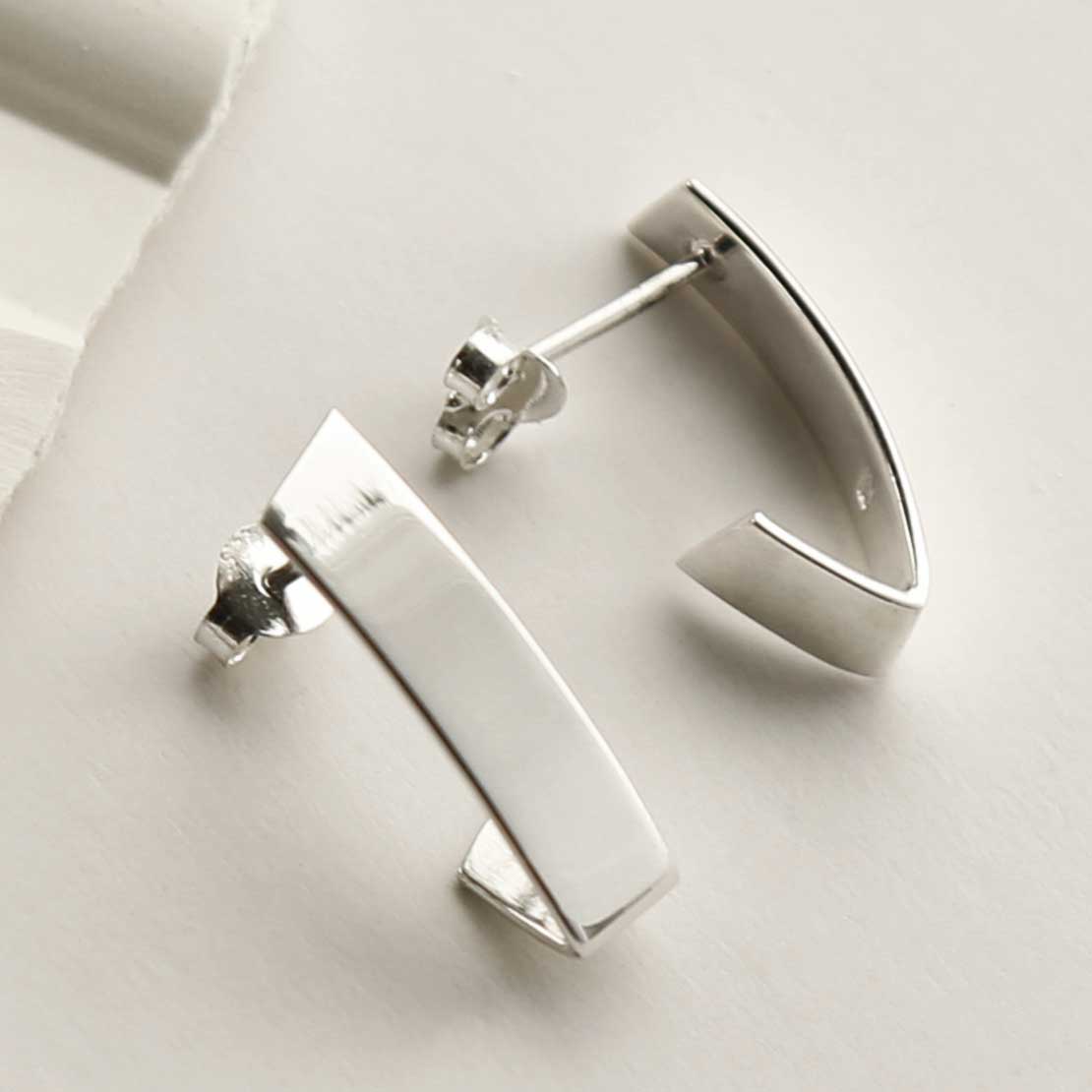 Sterling Silver Simple Shield Studs