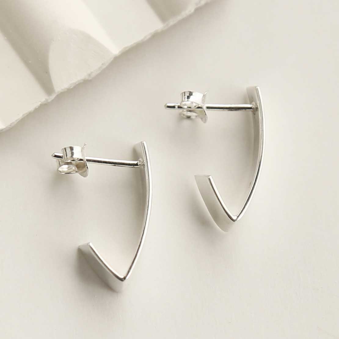 Sterling Silver Simple Shield Studs
