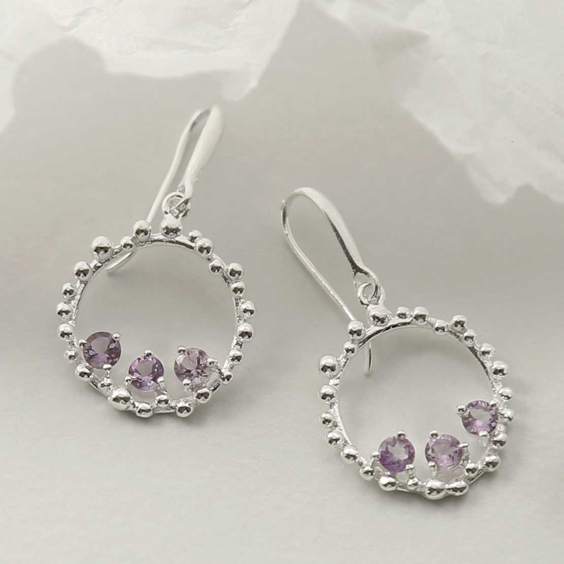 Sterling Silver Amethyst Splash Earrings