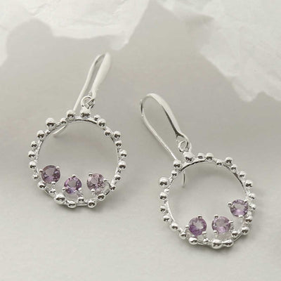MZB112E AM STERLING SILVER AMETHYST SPLASH EARRINGS 2