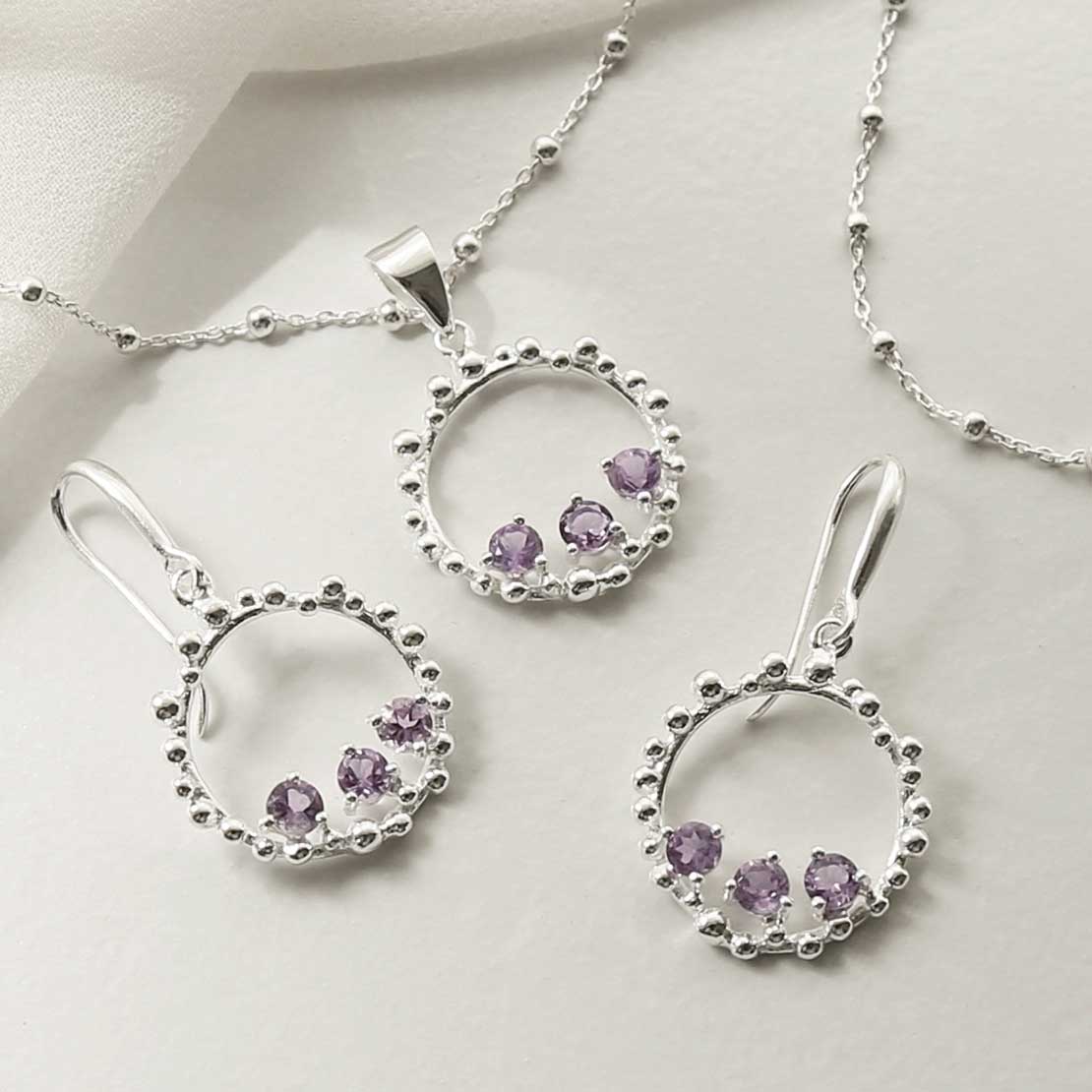 Sterling Silver Amethyst Splash Necklace