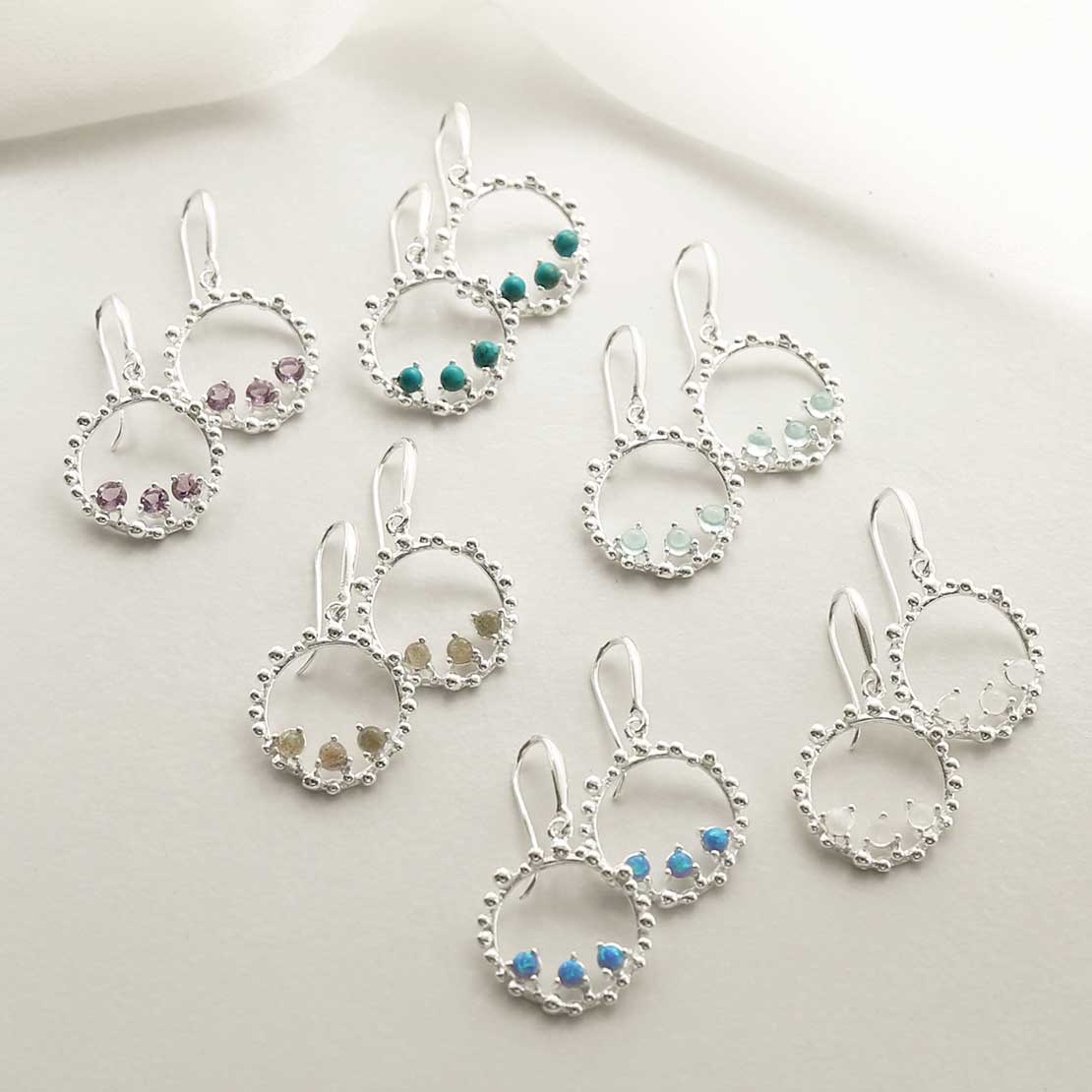 Sterling Silver Opalite Splash Earrings