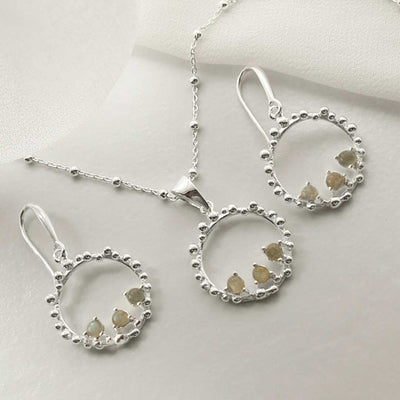 MZB112 LB STERLING SILVER LABRADORITE SPLASH SET