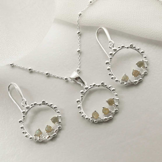 MZB112 LB STERLING SILVER LABRADORITE SPLASH SET