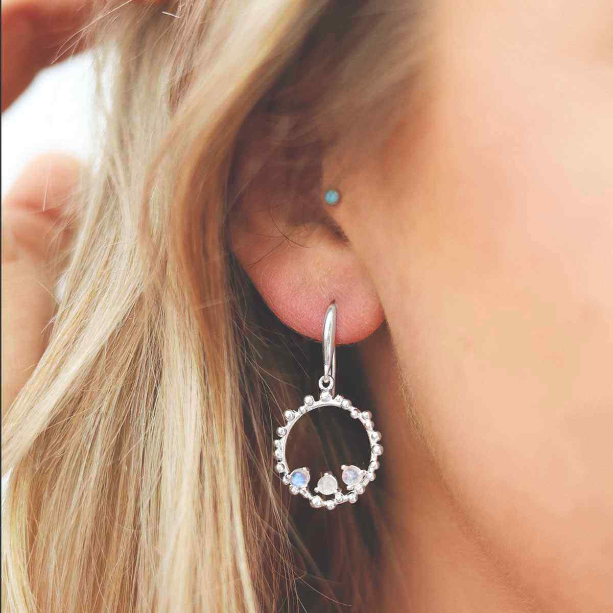 Sterling Silver Moonstone Splash Earrings