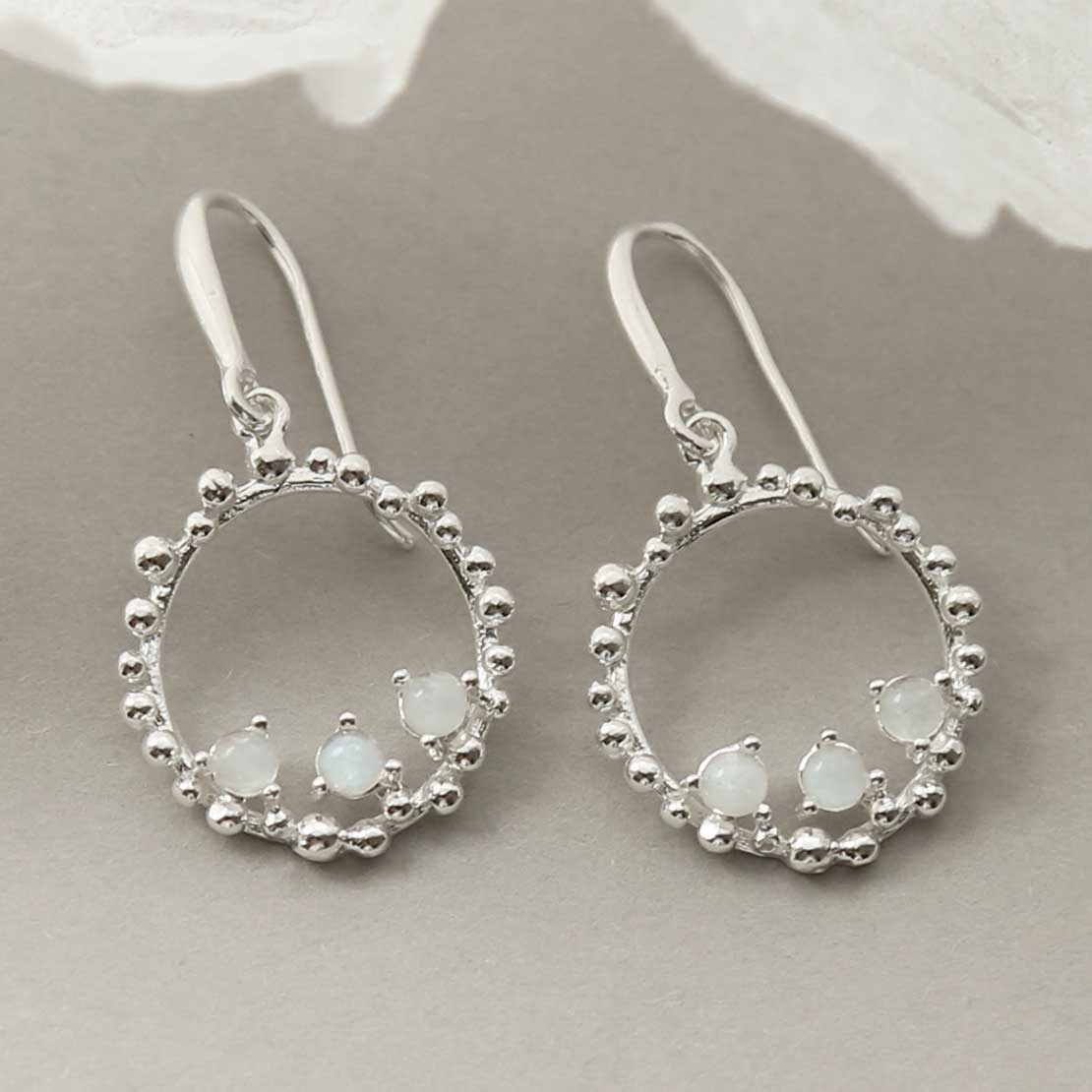 Sterling Silver Moonstone Splash Earrings