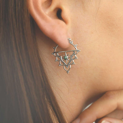 ML946E STERLING SILVER TURQUOISE SUN HOOPS MODEL
