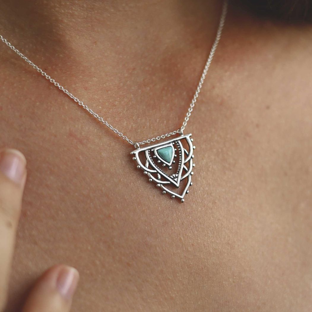 Sterling Silver Turquoise Triangle Set