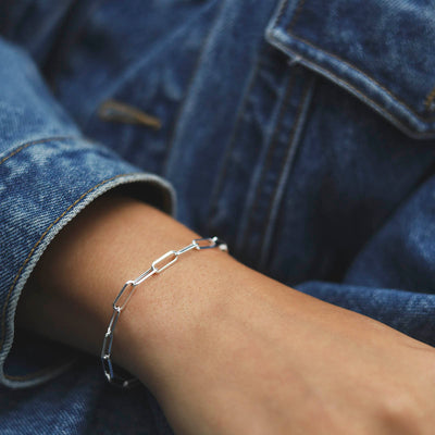 MV1326B STERLING SILVER PAPERCLIP BRACELET MODEL