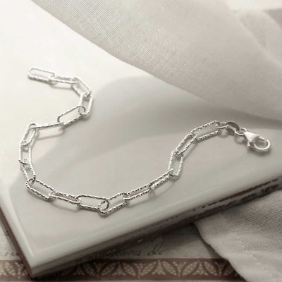 MV1327B STERLING SILVER SPARKLING PAPERCLIP BRACELET 1