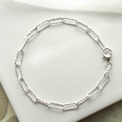 MV1327B STERLING SILVER SPARKLING PAPERCLIP BRACELET 2