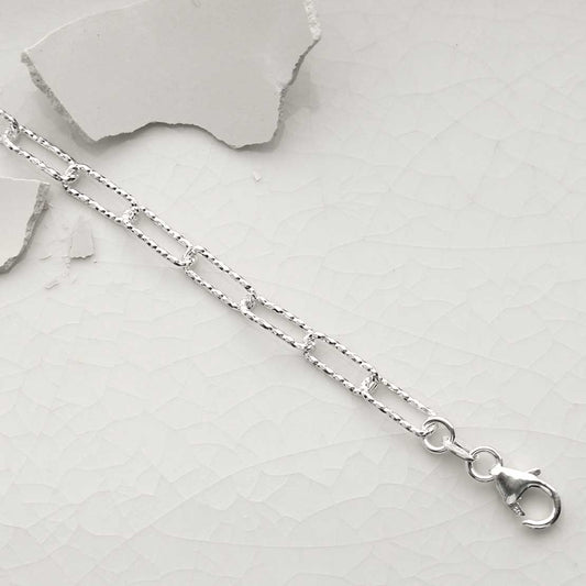 MV1327B STERLING SILVER SPARKLING PAPERCLIP BRACELET 3