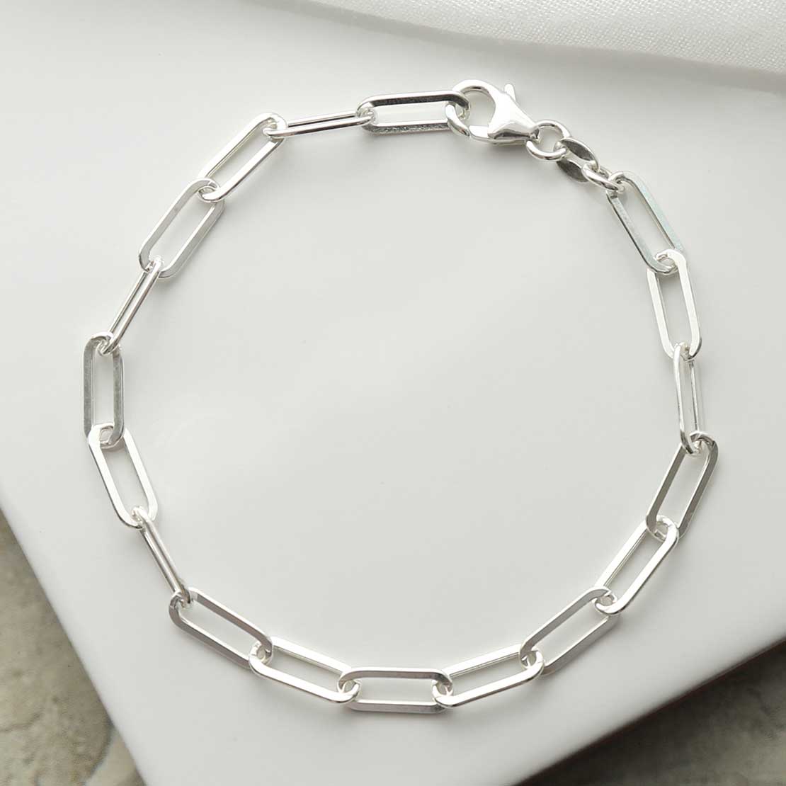 Sterling Silver Flat Paperclip Bracelet