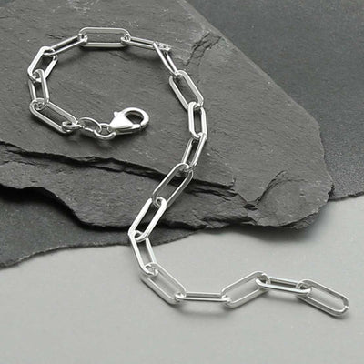 MV1328B STERLING SILVER FLAT PAPERCLIP BRACELET 2