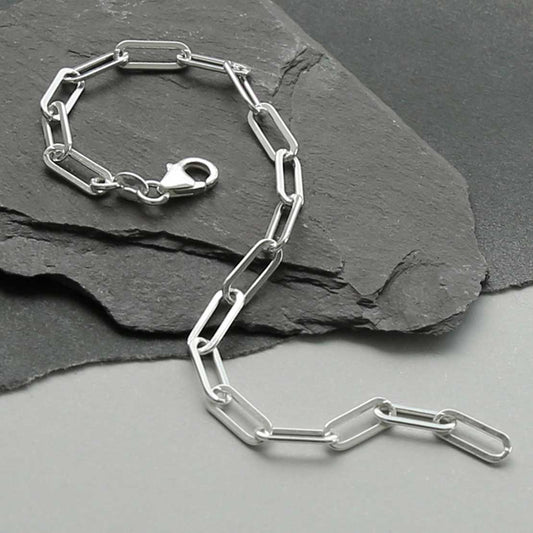 MV1328B STERLING SILVER FLAT PAPERCLIP BRACELET 2