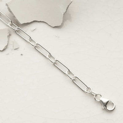 MV1330B STERLING SILVER ROUND PAPERCLIP BRACELET 1