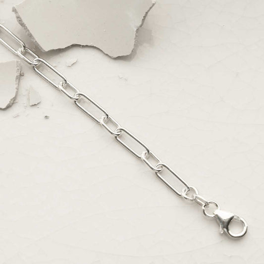 MV1330B STERLING SILVER ROUND PAPERCLIP BRACELET 1
