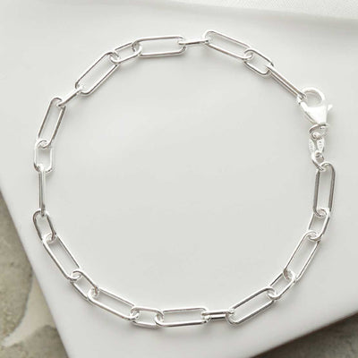 MV1330B STERLING SILVER ROUND PAPERCLIP BRACELET 2