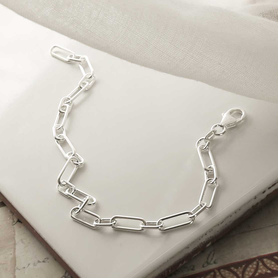 Sterling Silver Round Paperclip Bracelet