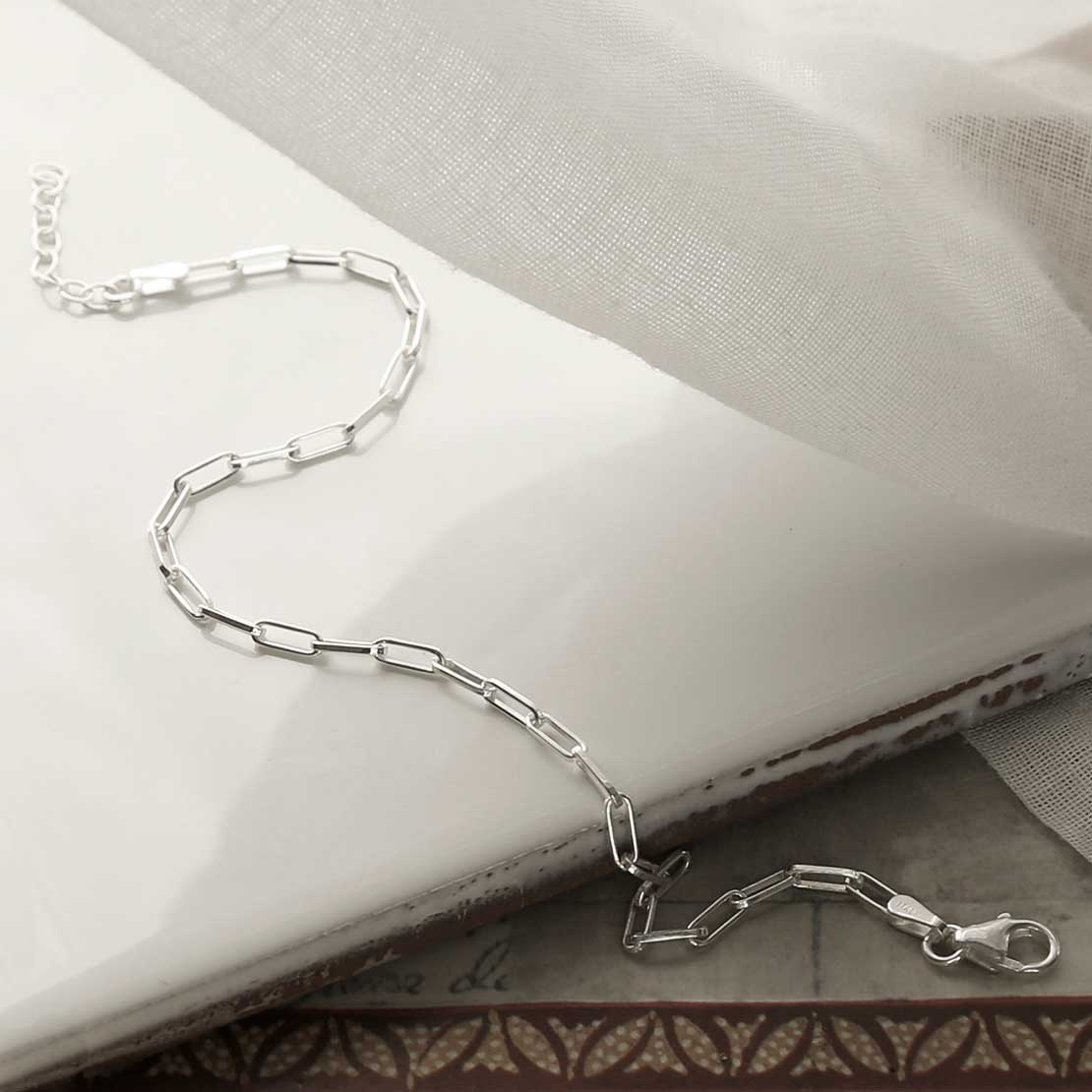 Sterling Silver Fine Paperclip Bracelet