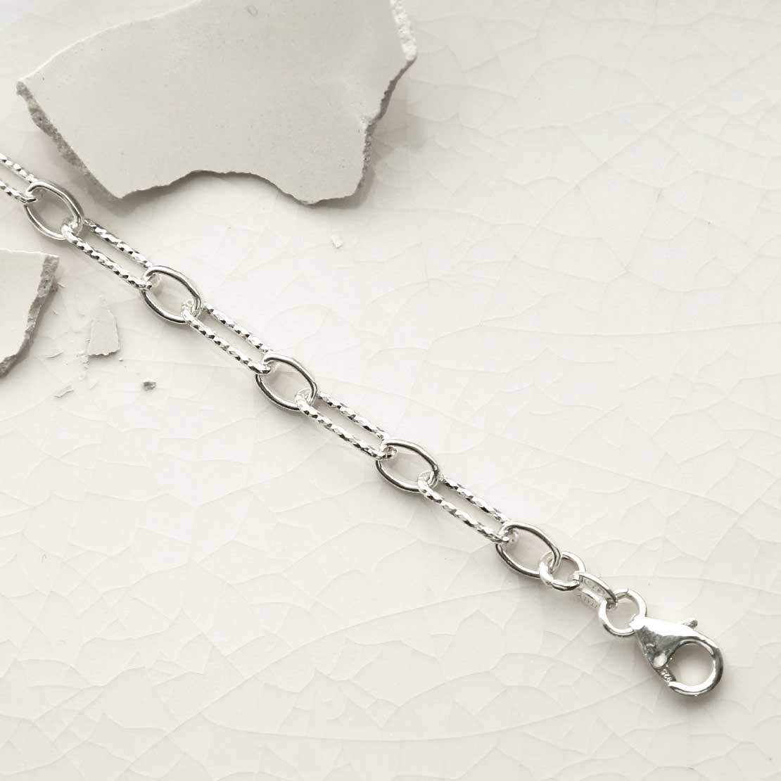 Sterling Silver Sparkling Dual Link Bracelet