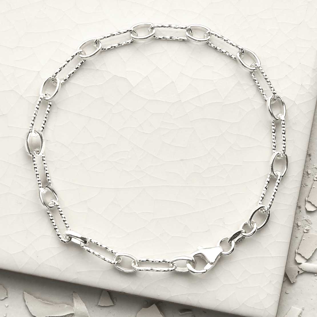 Sterling Silver Sparkling Dual Link Bracelet