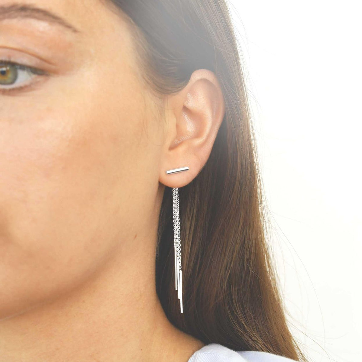 Sterling Silver Swinging Bars Dangly Earrings