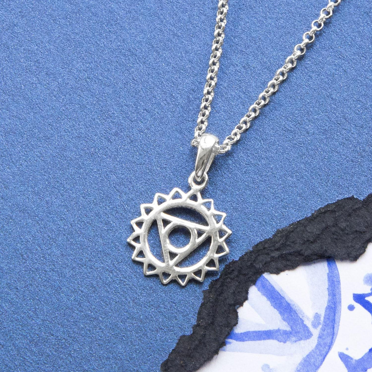 Sterling Silver Throat Chakra Necklace