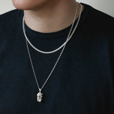 MA39P STERLING SILVER T REX SKULL NECKLACE MODEL 2
