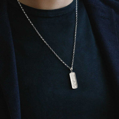 MH651 MUONIONALUSTA METEORITE RECTANGULAR NECKLACE MODEL 2