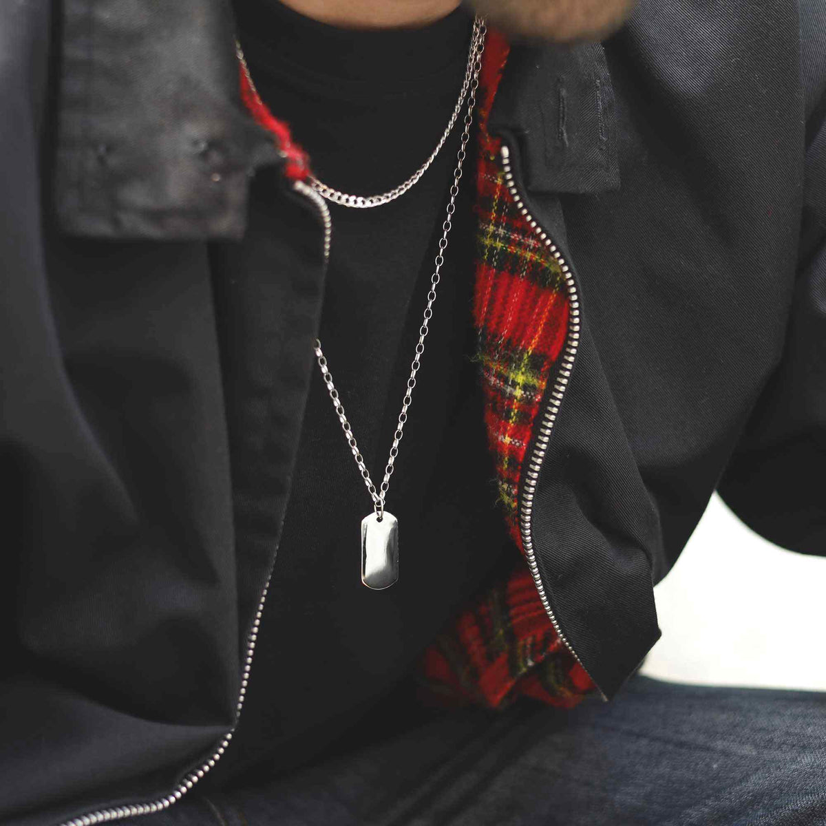 Sterling Silver Solid Dog Tag Necklace