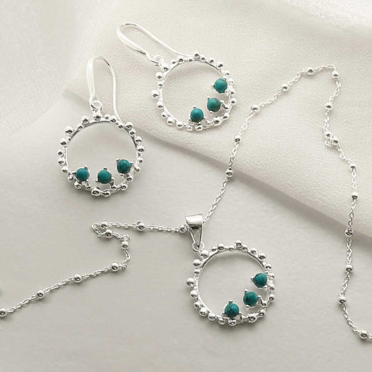 MZB112 T STERLING SILVER TURQUOISE SPLASH SET