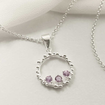 MZB112P AM STERLING SILVER AMETHYST SPLASH NECKLACE 2