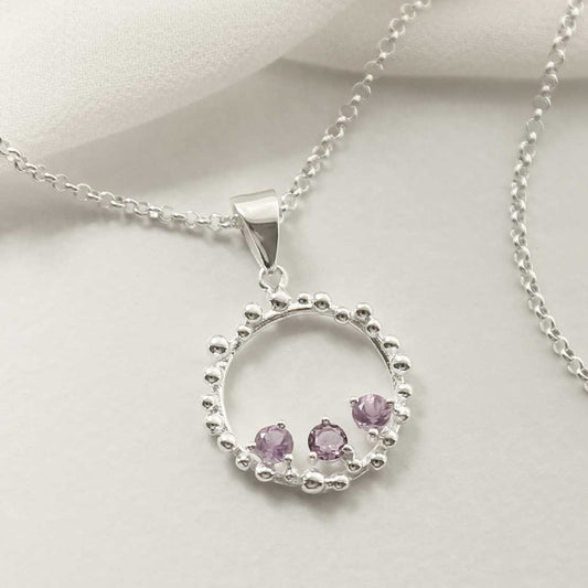 MZB112P AM STERLING SILVER AMETHYST SPLASH NECKLACE 2