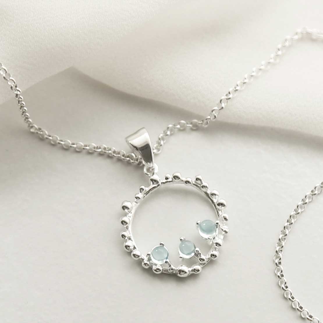 Sterling Silver Blue Topaz Splash Necklace