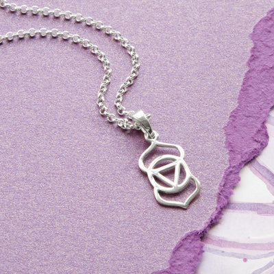 MC268P STERLINGSILVERTHIRDEYECHAKRANECKLACE 001