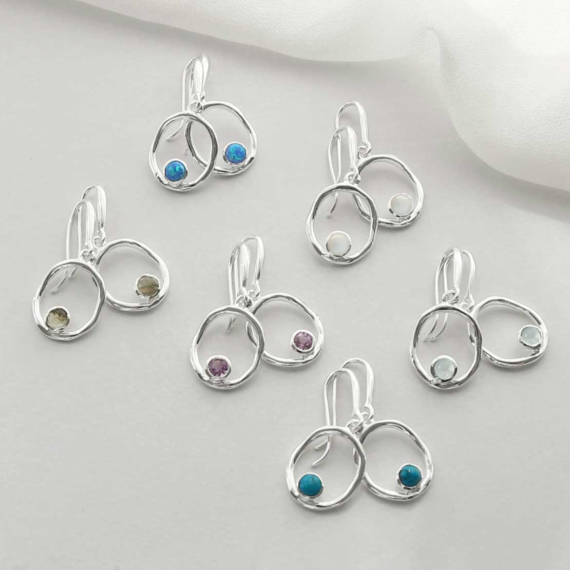 Sterling Silver Turquoise Ripple Earrings