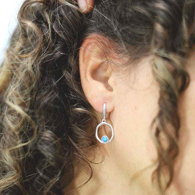 MZB113E OP STERLING SILVER OPALITE RIPPLE EARRINGS MODEL
