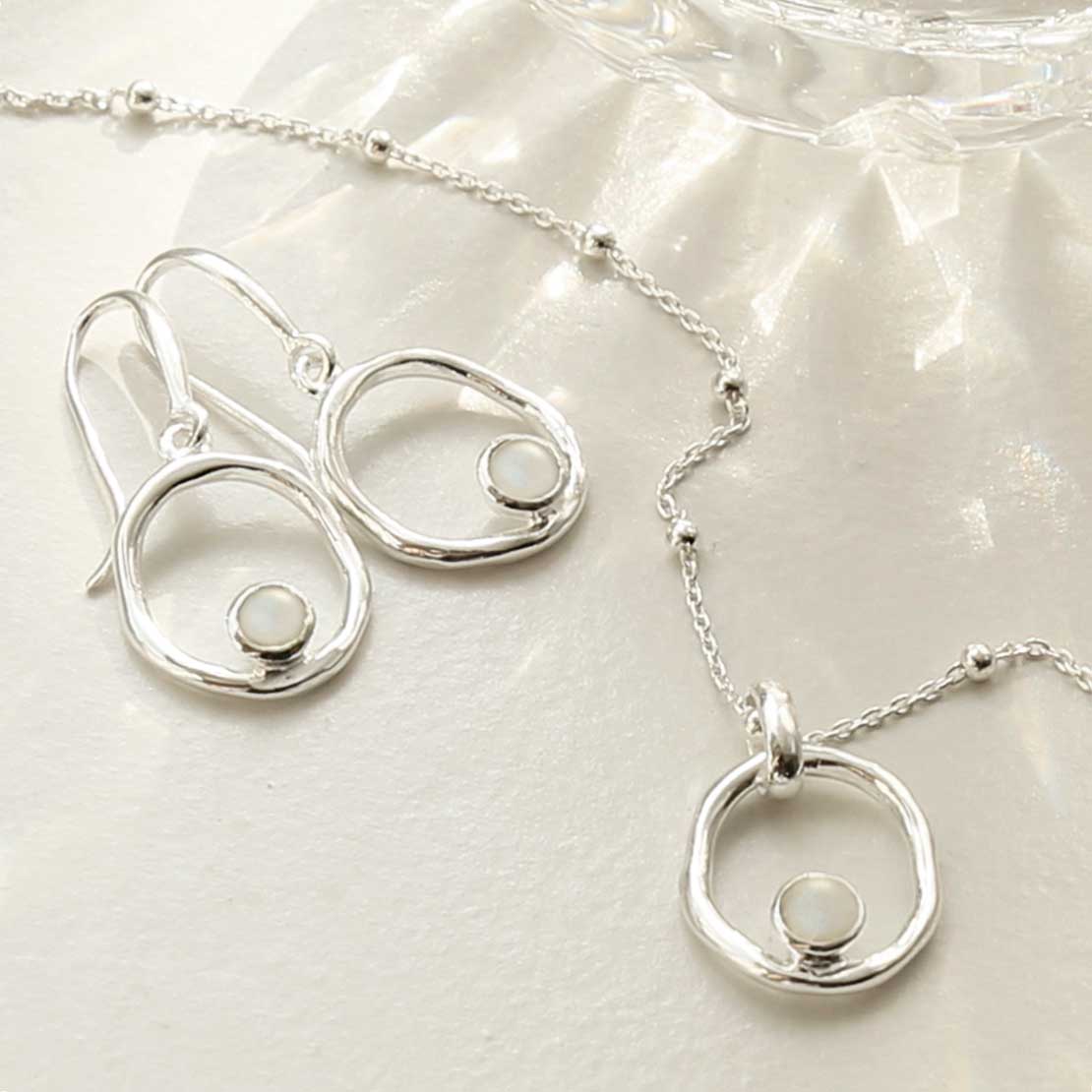 Sterling Silver Moonstone Ripple Earrings