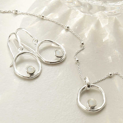 MZB113 MS STERLING SILVER MOONSTONE RIPPLE SET