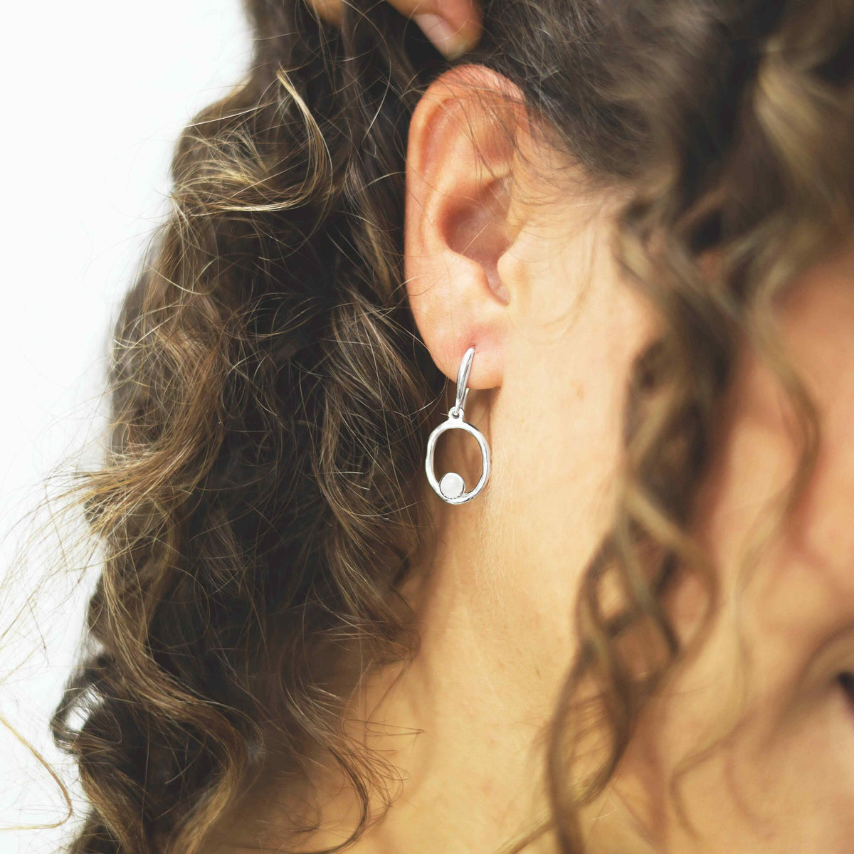 Sterling Silver Moonstone Ripple Earrings