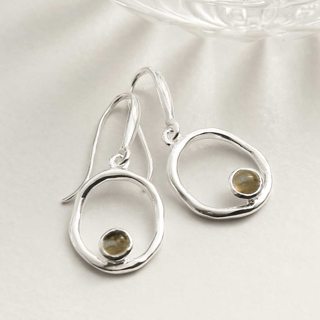 Sterling Silver Labradorite Ripple Earrings