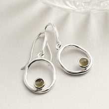 MZB113E LB STERLING SILVER LABRADORITE RIPPLE DANGLY EARRINGS 1