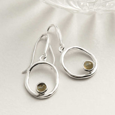 MZB113E LB STERLING SILVER LABRADORITE RIPPLE DANGLY EARRINGS 1