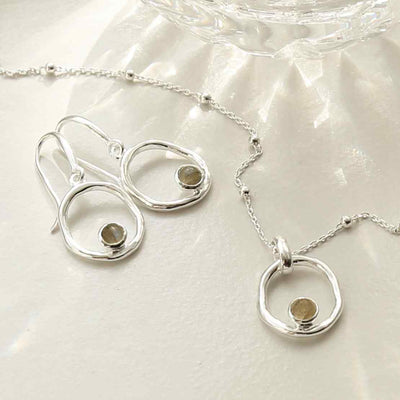 MZB113 LB STERLING SILVER LABRADORITE RIPPLE SET