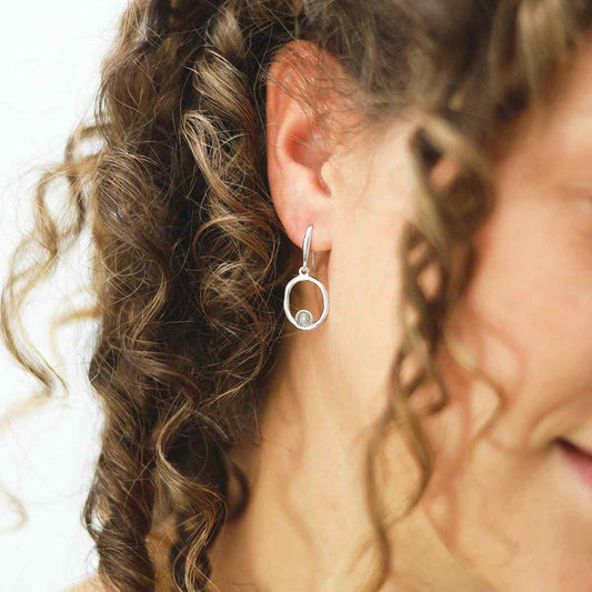 MZB113E LB STERLING SILVER LABRADORITE RIPPLE DANGLY EARRINGS MODEL