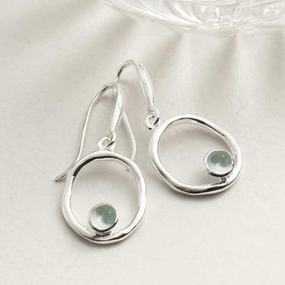 MZB113E BT STERLING SILVER BLUE TOPAZ RIPPLE DANGLY EARRINGS 2